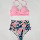 Nuevo conjunto de bikini con copa dura y soporte de acero para mujeres, diseno de cruzado en el pecho, adecuado para natacion en la playa en verano