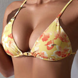 Swim Top de bikini de estampado floral para mujer con estilo de vacaciones