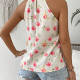 Blusa de vacaciones de ocio con estampado floral con escote halter