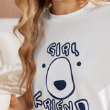 Conjunto de pijama para mujer de verano con camiConjuntoa de manga corta con letras impresas y shorts de rayas de colores