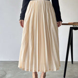 FRIFUL Falda elegante para mujer con cintura plisada y dobladillo con volantes