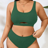 Swim Curve Conjunto de bikini diario de traje de bano para mujer de talla grande y unicolor para la playa de verano
