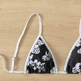 Swim Mod Top de bikini sexy con estampado floral para damas, ideal para vacaciones. Estampado aleatorio.