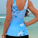 Swim Lushore Conjunto de traje de bano tankini para mujer con estampado de mariposas de verano en 2 piezas