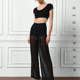 MISSGUIDED Pantalones anchos de pierna ancha y plisados de tul