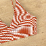 Swim Top de bikini a rayas para mujeres, con estampado aleatorio, ideal para vacaciones de verano en la playa