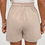 NEW  Shorts sueltos de cintura alta y unicolor con cinturon para mujeres embarazadas en vacaciones casuales