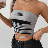 EZwear Top bando falso de dos piezas con perspectiva de malla