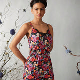 Frida Kahlo X  Enterizos romanos para mujer con encaje de contraste en la figura y estampado floral