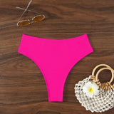 Swim Mujeres moda de verano en la playa, unicolor, bikini de cintura alta inferior