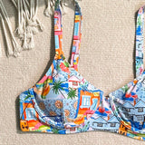 Bikinx Conjunto de bikini con diseno de palmera para mujeres, sexy con aro, con sentido de diseno, perfecto para vacaciones