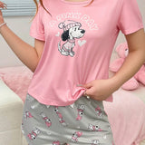 Conjunto de pijama de mujer en tela de seda de leche digital impresa de 140g (PJS4)