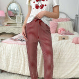 Conjunto de Pijama de Seda para Mujer PJS15, Tela de Seda de leche de 140g, Impresion Digital