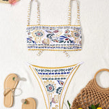 Swim Vcay Conjunto de bikini impreso de estilo vintage para mujeres de talla grande para la playa de verano