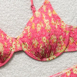 VCAY Conjunto de bikini con estampado floral y cuello halter para usar en la playa durante las vacaciones