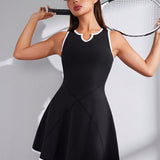 Vestido deportivo elegante, sexy y retro de alta gama para tenis y golf para mujeres, con busto acolchado