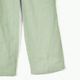 MOTF PREMIUM Pantalones Rectos Con Pliegues Plegados En Lino Puro Y Color Solido