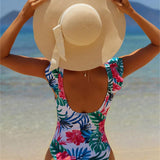 Swim Vcay Traje de bano de una pieza para mujer, estampado aleatorio, vacaciones de verano en la playa