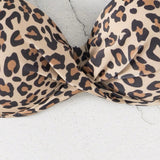Swim Vcay Top de bikini de camiseta con estampado de leopardo al azar para mujer, adecuado para la playa en verano