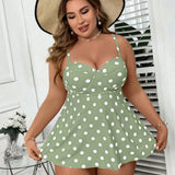 Swim Curve Juego tankini de verano simple para playa con estampado de lunares de talla grande para mujeres, para usar todos los dias