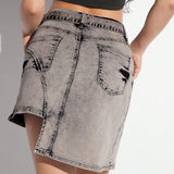 Haute Falda irregular de mezclilla para mujer, perfecta para uso diario durante el verano