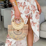 VCAY Conjunto de top de tirantes y falda con estampado floral bohemio para mujer, ideal para tus vacaciones de verano