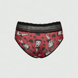 Betty Boop | ROMWE Conjunto de Brasier push up y Tangas, con patron de tiras de foso y encaje, sin cables y con correas ajustables para mujeres