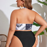 Swim Vcay Parte superior de bikini veraniega estilo halter para tallas grandes con espalda descubierta, perfecta para usar en la playa y la piscina