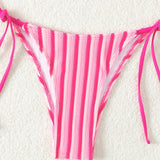 Novedades: Braguitas de bikini de tela de toalla a rayas con corbata para ropa de playa de mujer