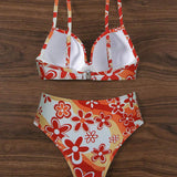 Conjunto de bikini de playa sexy con estampado de moda y push-up de 2 piezas