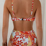 Conjunto de bikini de playa sexy con estampado de moda y push-up de 2 piezas