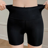 Pantalones de tiburon para mujeres con cintura alta y shorts ajustados negros y delgados de verano, shorts de boxeadora para controlar el abdomen