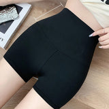 Pantalones de tiburon para mujeres con cintura alta y shorts ajustados negros y delgados de verano, shorts de boxeadora para controlar el abdomen