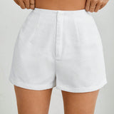 PETITE Shorts casuales plisados de cintura alta de unicolor