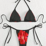 Swim Vcay Conjunto de bikini de verano para mujer con estampado floral y cuello halter