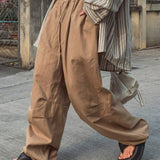 DAZY Pantalones largos estilo callejero sueltos para mujer con diseno de cordon ajustable