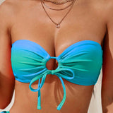 Swim Top de bikini de tubo con degradado de moda para mujer, ideal para playa y verano