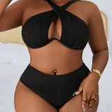 Swim Curve Conjunto de traje de bano separado para tallas grandes con soporte de aro y tela especial para realzar la figura