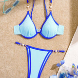 Swim Vcay Conjunto de bikini sexy con flecos para mujeres, ideal para vacaciones, con traje de bano separado