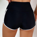 Swim Pantalones cortos de bikini de bloque de color para mujer con ribete de contraste para realzar el trasero