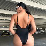 SXY Mujeres body de verano sexy de unicolor con espalda descubierta