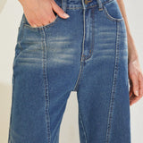 Forever 21 Jeans casuales de tiro bajo y pierna ancha lavados con estilo vintage