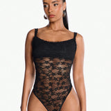 BAE Body de encaje negro transparente de Victoria Secret para el verano, traje de bano de mujer para el concierto del pais y 4 de julio