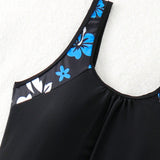 VCAY Conjunto de tankini de patchwork estampado de playa para vacaciones