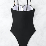 Swim Mujeres Traje de bano de una sola pieza con correa y unicolor, con estilo para usar a diario