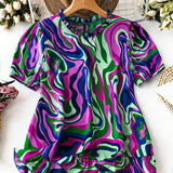 Camisa de manga de burbuja de a grande con colores coloridos de Pascua del Carnaval de Rio de Janeiro de Brasil con ribete de encaje en el cuello y dobladillo