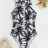 Swim Mujeres traje de bano de una pieza con estampado aleatorio para playa en verano