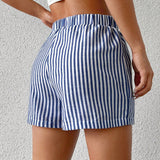 EZwear Shorts tejidos de mujer con rayas azules