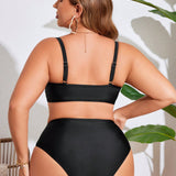 Swim Vcay Conjunto de bikini para mujer de talla grande con unicolor para uso diario y en la playa