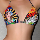 Swim Top de bikini halter sexy para mujer con estampado de letras y caracteres impresos para vacaciones